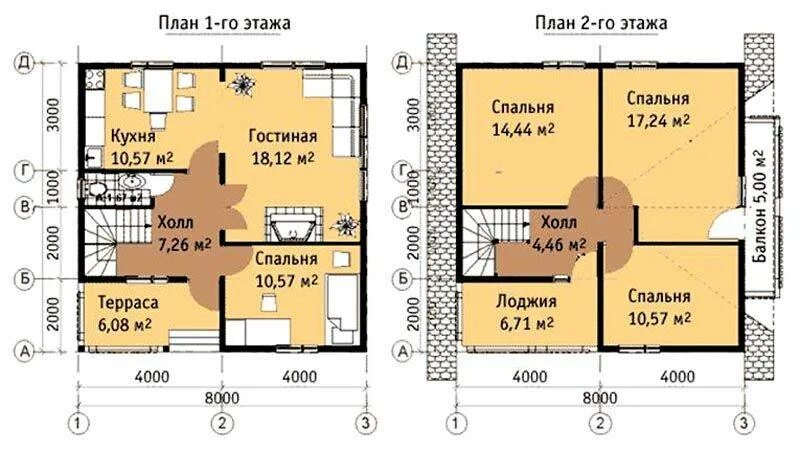 Дом 8х8 с мансардой планировка Каркасные дома 10х8 с мансардой проекты, фото, цены, строительство ДомоЦентр
