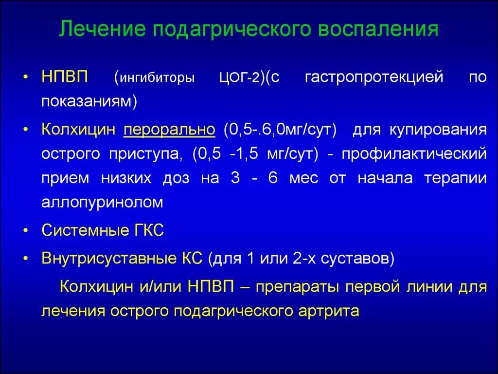 Нестероидные противовоспалительные при подагре