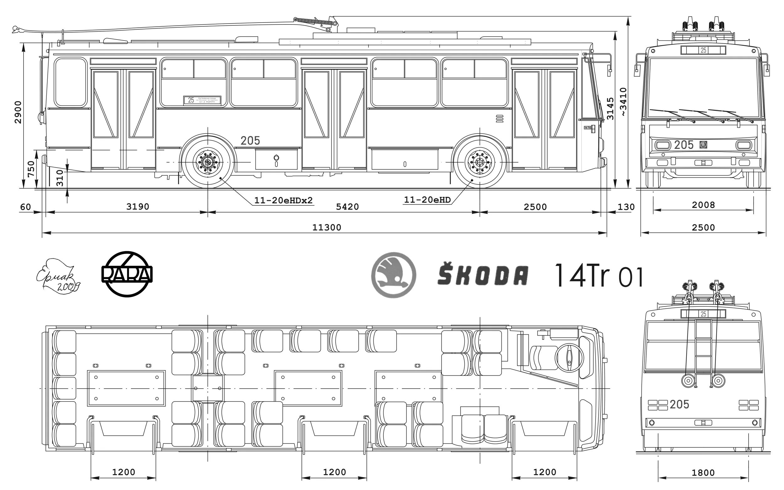 Длина троллейбуса. Троллейбус МАЗ 103т чертеж. Чертеж троллейбуса Шкода 14тр. Škoda 14tr чертеж. Чертежи троллейбусов Шкода.