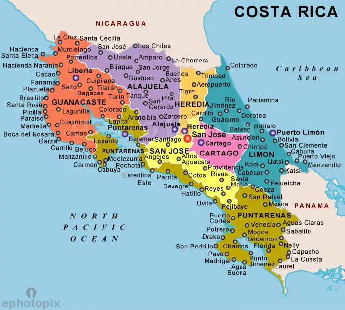 San на русском языке. Коста Рика карта на русском языке. Коста Рика политическая карта.