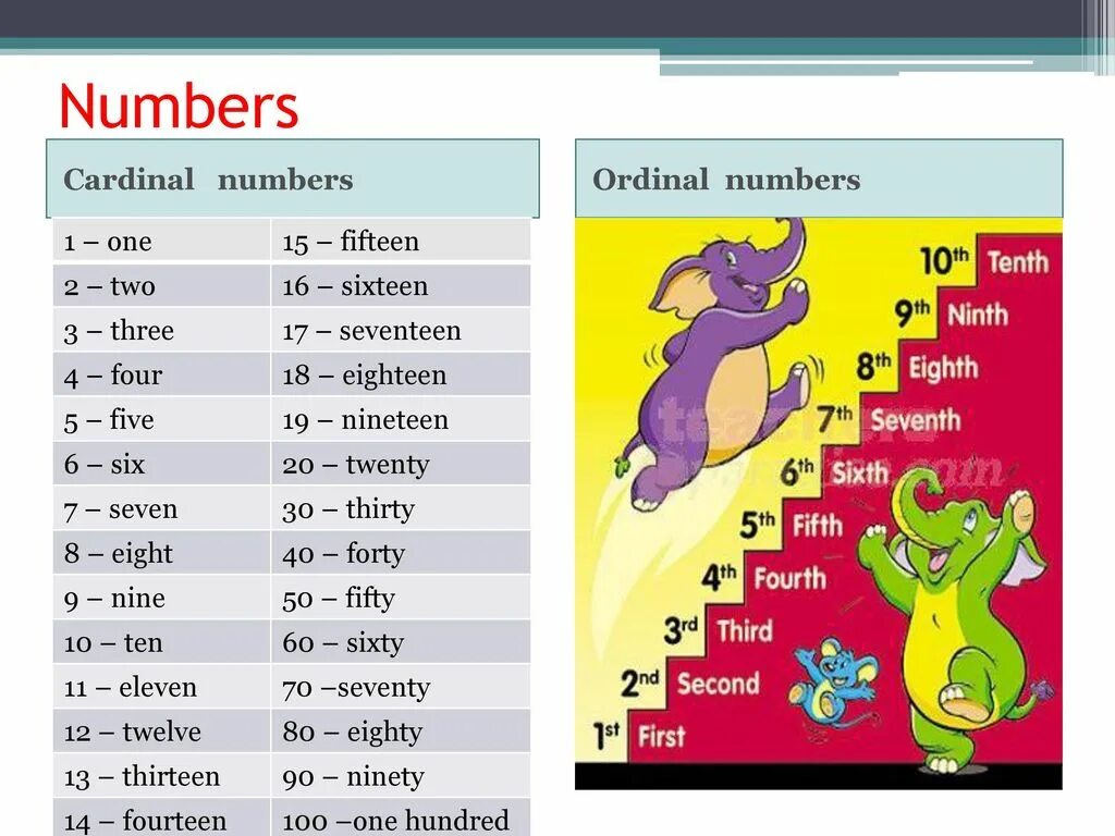 порядковые числительные в английском языке для детей