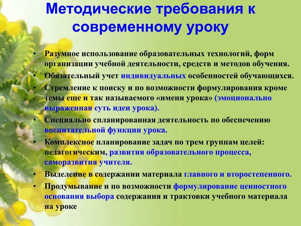 Новое в организации урока. Методические требования к уроку. Требования к современному уроку. Требования к проведению урока. Требования к организации современного урока.