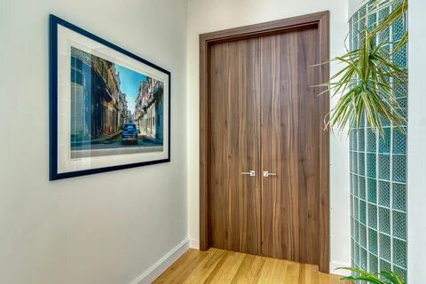 DBEV-DEC-P Single Custom Eco Veneer Solid Core Modern Interior Doors, Contempora