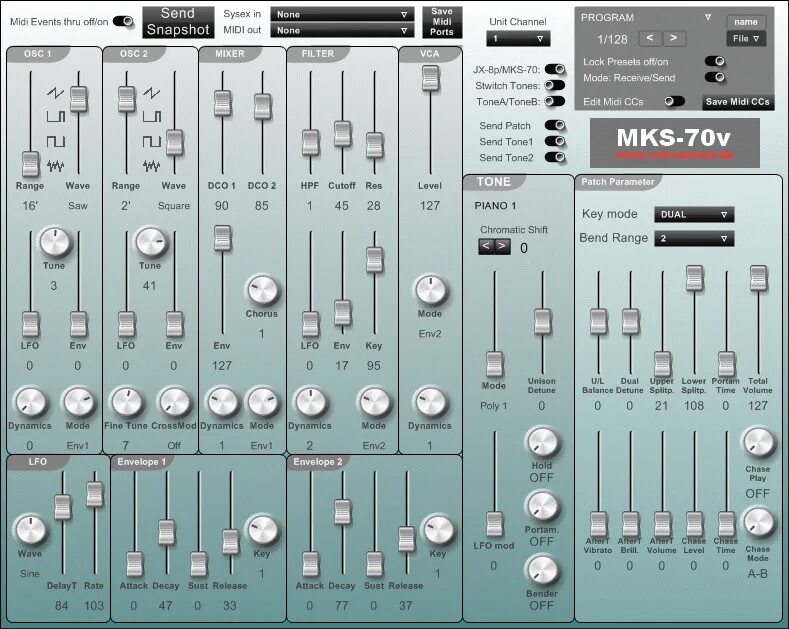 Roland MKS VST. Control VST. MKS UI. Side Control VST.