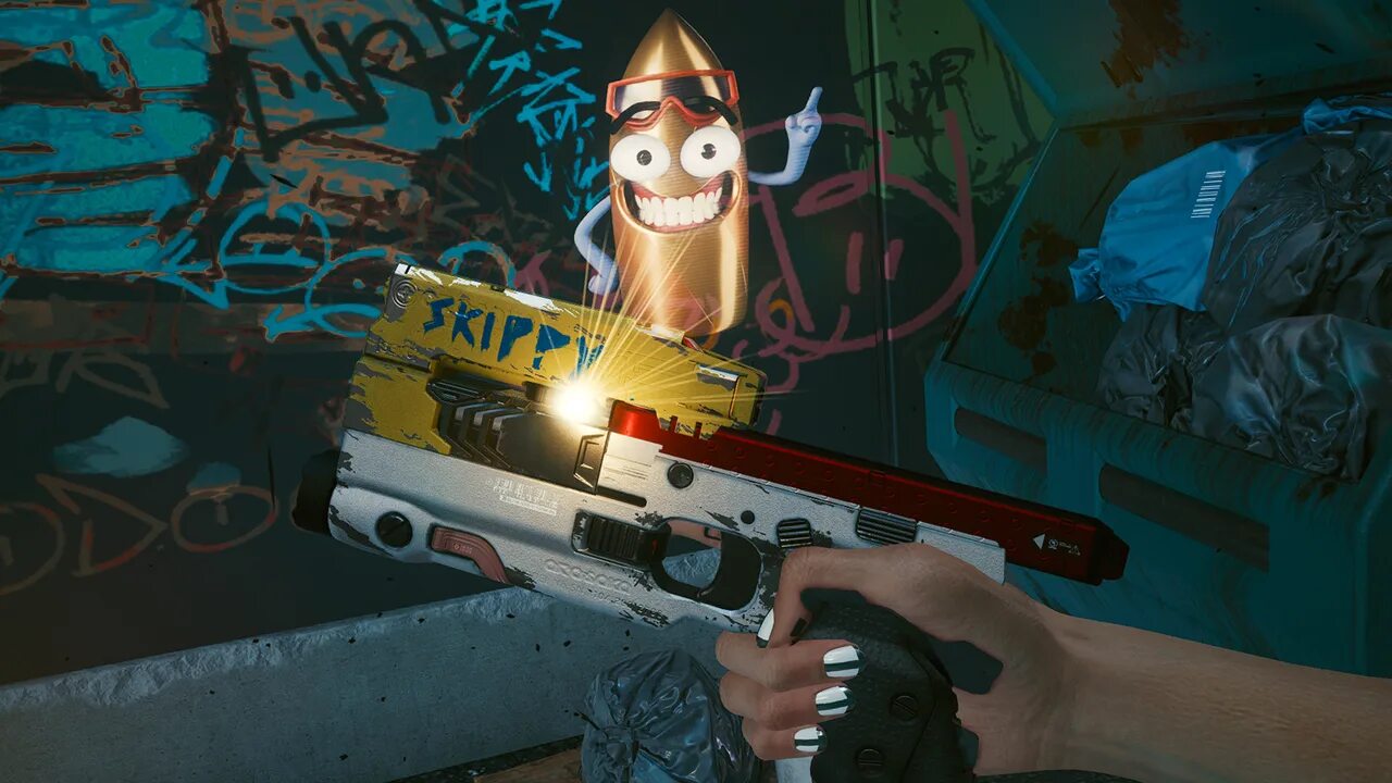 Как играть в киберпанк 2077. Скиппи киберпанк 2077. пистолет скиппи cyberpunk 2077. пистолет из киберпанка 2077 скиппи. киберпанк 2077 оружие скиппи.