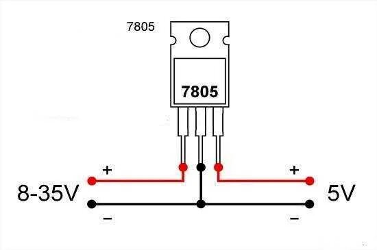 Схема подключения стабилизатора напряжения 5 вольт. Схема подключения стабилизатора напряжения 5v. 7805 Стабилизатор схема включения 5в. L7805 стабилизатор схема включения.