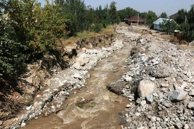 Селевой поток в горах. Сель. Сели природное явление. Водокаменные сели.