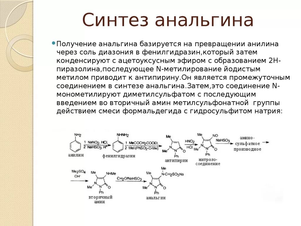 Синтез реагента. Анальгин качественные реакции. Синтез антипирина из ацетоуксусного эфира. Синтез анальгина. Методики синтеза анальгина.