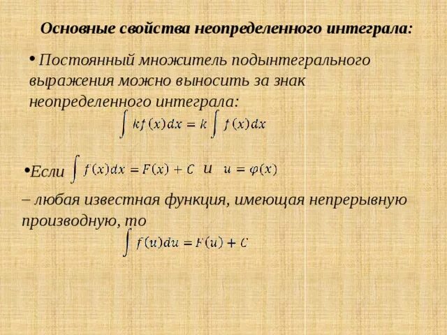 Постоянный множитель можно выносить. Знак неопределенного интеграла. Вынесение постоянного множителя за знак интеграла. Постоянный множитель интеграла. Множитель можно выносить за знак интеграла.