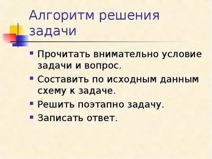 Алгоритм решения задач начальная школа