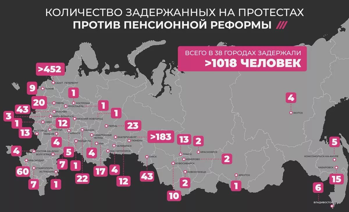 Карта протестов в России. Статистика протестов. Сколько людей против России. Количество арестованных в РФ. Насколько задерживается
