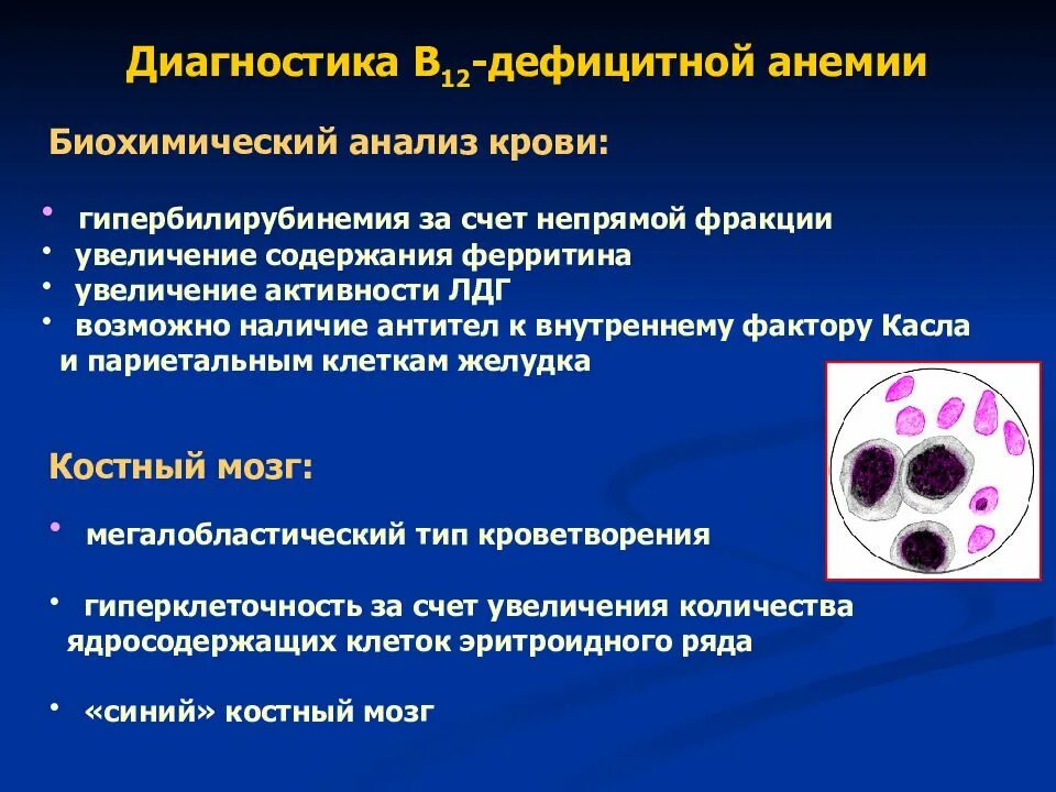 Анализ на б 12. Биохимический анализ при в12 дефицитной анемии. Анализ крови при в12 дефицитной анемии пример. В12 дефицитная анемия анализ биохимии крови. Лабораторные изменения б12 дефицитной анемии.