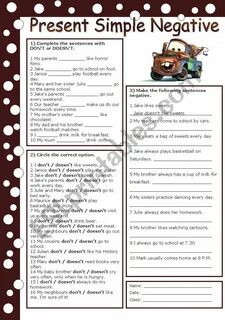 Negative sentences exercises