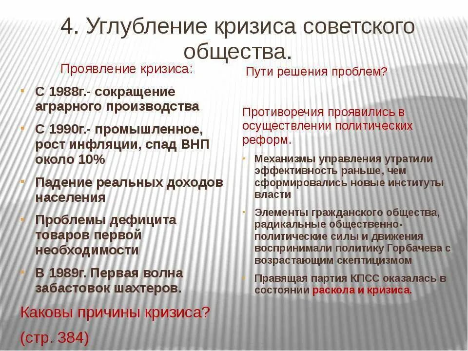 Кризис общества в россии. Углубление кризиса советского общества в середине 80. Причины кризиса советского общества. Углубление экономического кризиса. Причины кризиса в середине 1980-х.