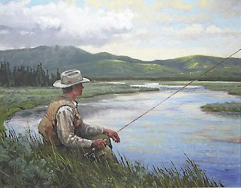 Пейзаж с рыбаком. Картина Рыбак. Рыбалка живопись. Картина рыболов. Русский царь ловит рыбу