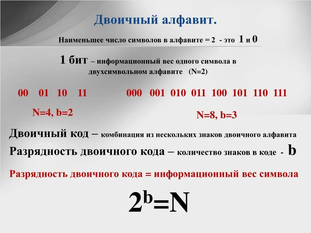 Длина разрядность двоичного кода 2