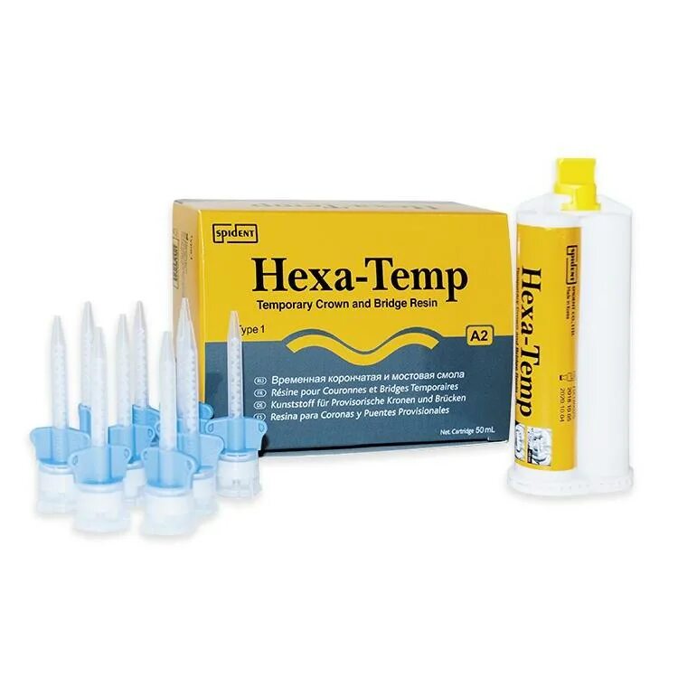 Hexa Temp пластмасса для временных. Пластмасса для временных коронок Temp. Hexa Temp пластмасса для временных коронок. Гекса-темп, a2, материал для временных коронок, катр.х50мл, SPIDENT. Цена temp