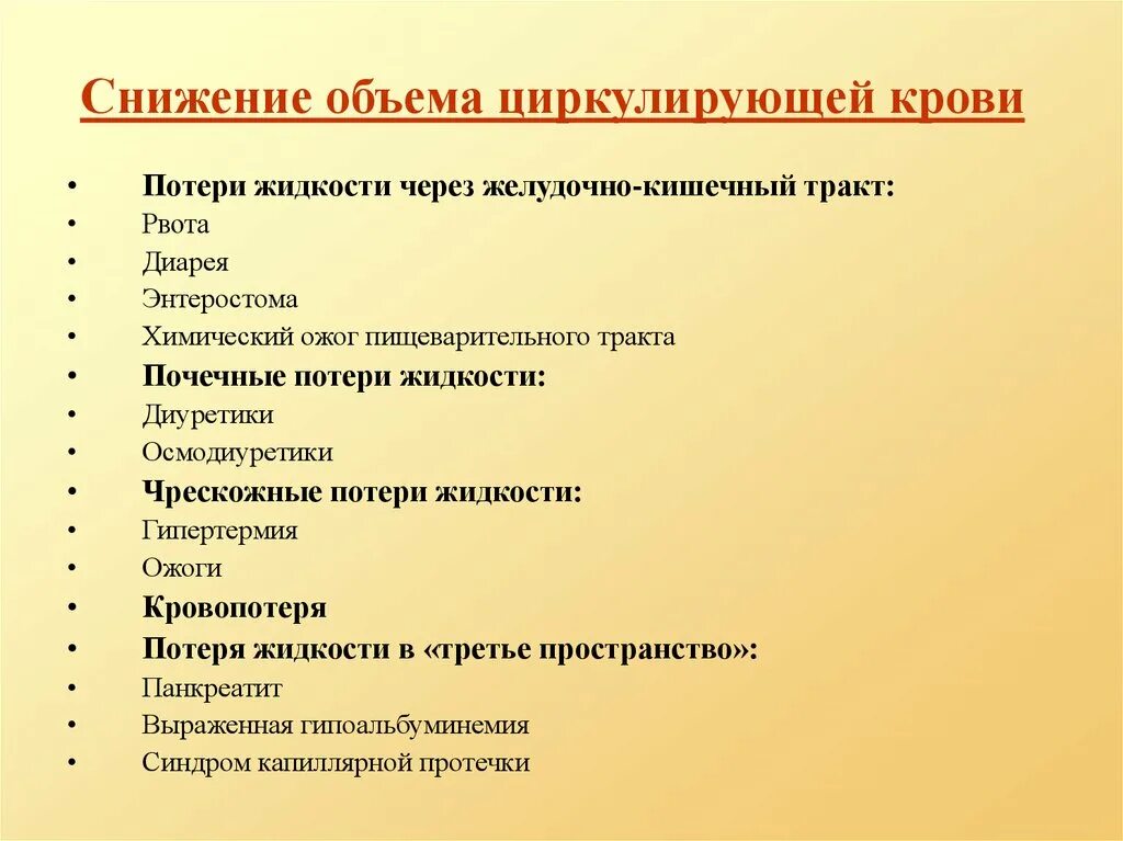 Снижение объема циркулирующей крови. Объем циркулирующей крови. Причины снижения объема циркулирующей крови. Клинические признаки снижения ОЦК. Проявить объем