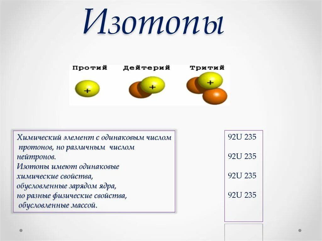 Изотопы имеют одинаковое число. Физические свойства изотопов. Свойства изотопов. Изотопы это ядра имеющие одинаковое число.