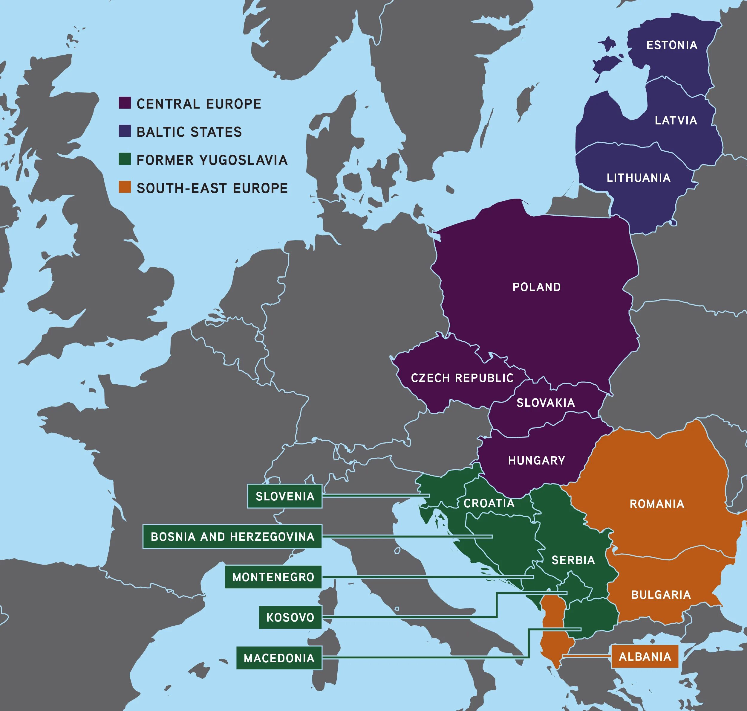 Уровень развития восточной европы. Eastern Europe Countries карта. Центральная Европа. Страны центральной и Восточной Европы. Центрально-Восточная Европа карта.