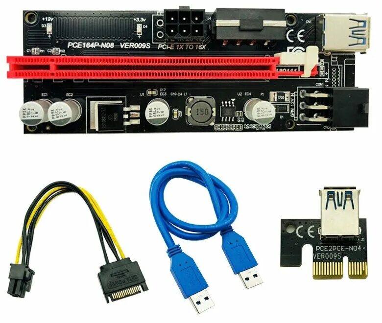 Подключение через pci e. Райзер 009s. райзер для видеокарты riser ver. 009s molex pci-e 1x - 16x pci-e плата расширения. райзер 009s plus. райзер pci-e 006.