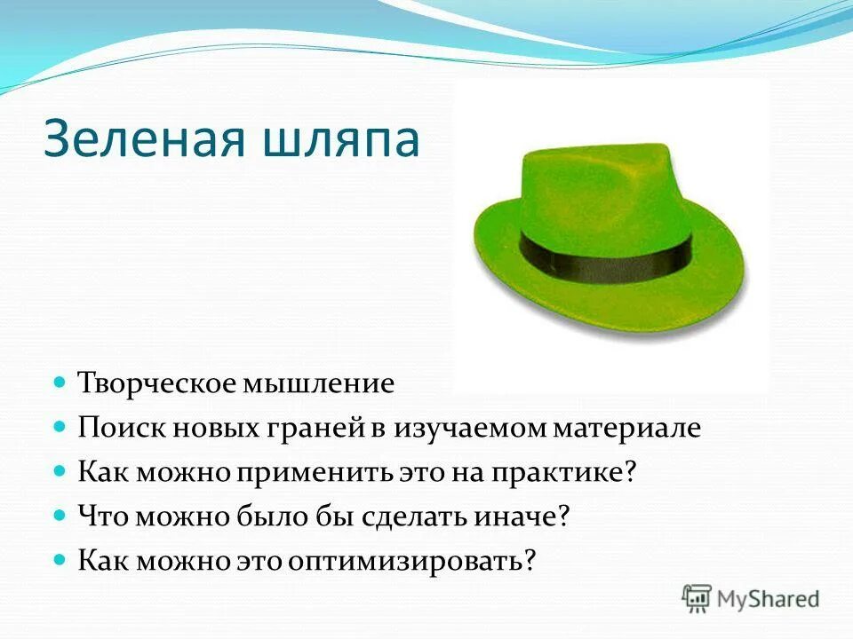 Программа шляпа. Зеленая шляпа де боно. 6 шляп де боно в начальной школе. зеленая шляпа мышления э де боно. метод шести шляп эдварда де боно в начальной школе.
