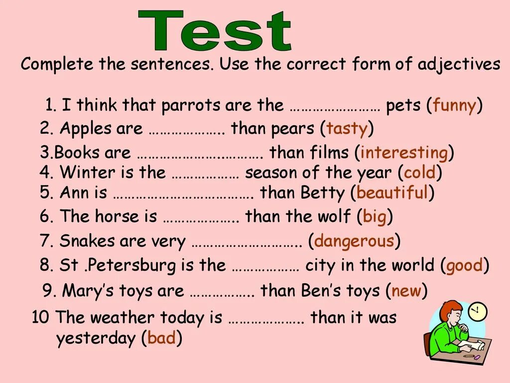 Tests exercises. Degrees of comparison exercises 4 класс. comparative and superlative adjectives упражнения. degrees of comparison упражнения. comparatives and superlatives упражнения.