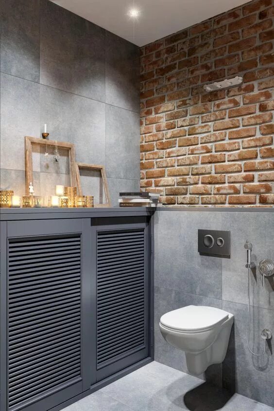 Badezimmer in Loft mit Steinwand - Лофт - Ванная комната - Мюнхен - от эксперта 