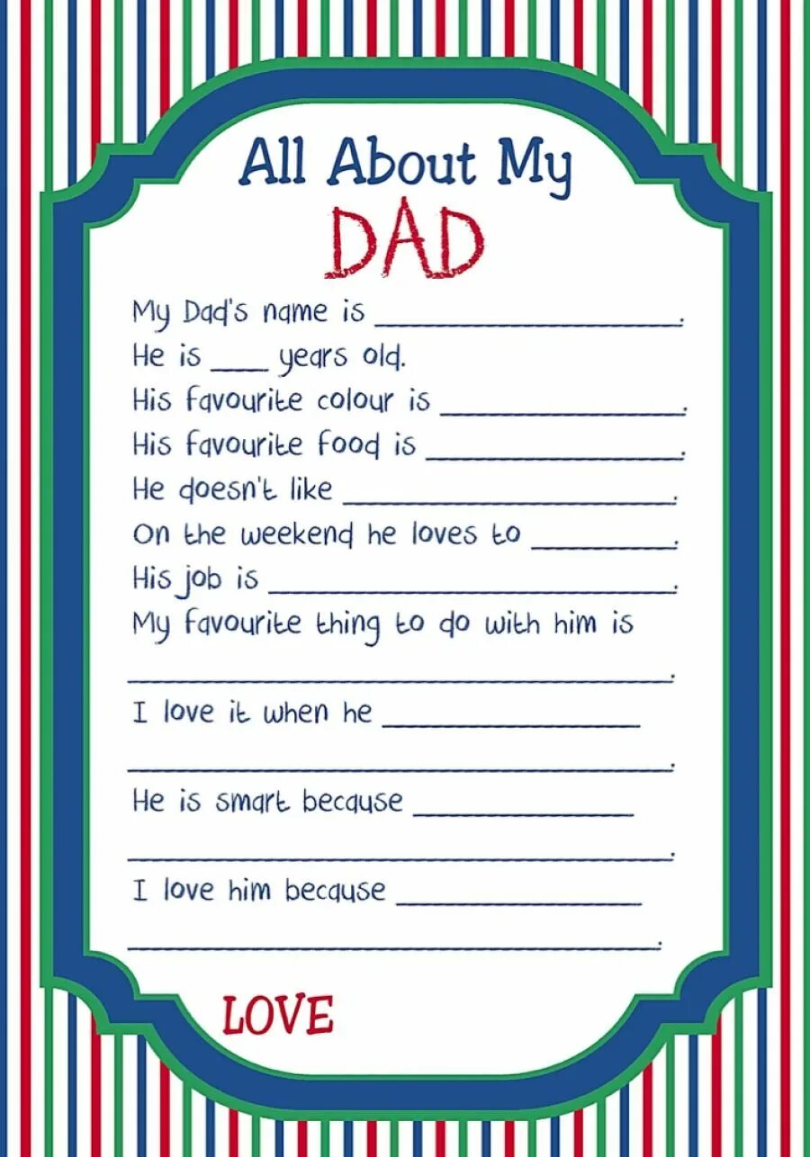 My daddy has. About my dad. All about my dad Worksheet. About my dad Worksheet. My Daddy Worksheet.