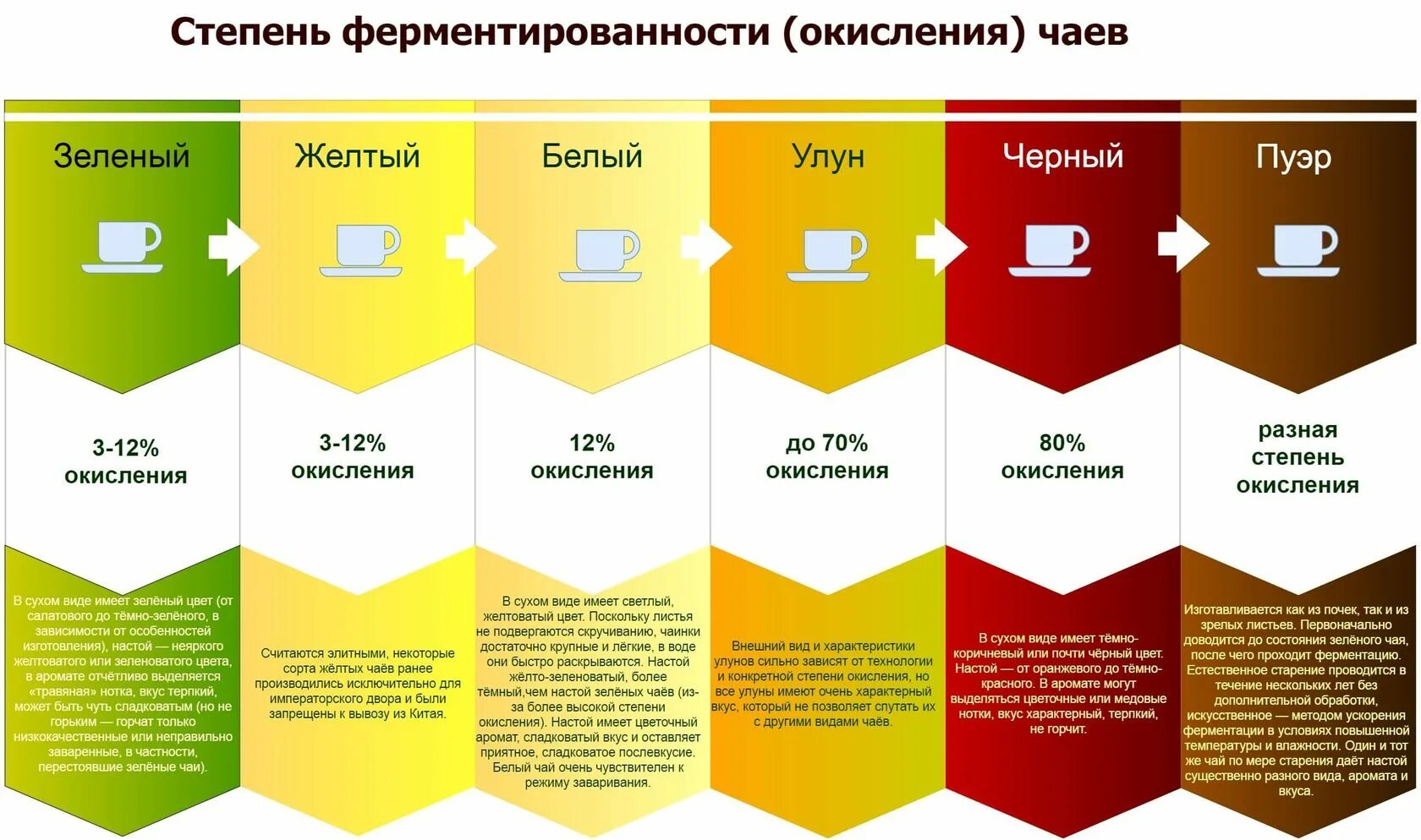 Процесс ферментации чая. Классификация чая по степени ферментации. чай по степени ферментации. степени ферментации чая. классификация китайского чая.