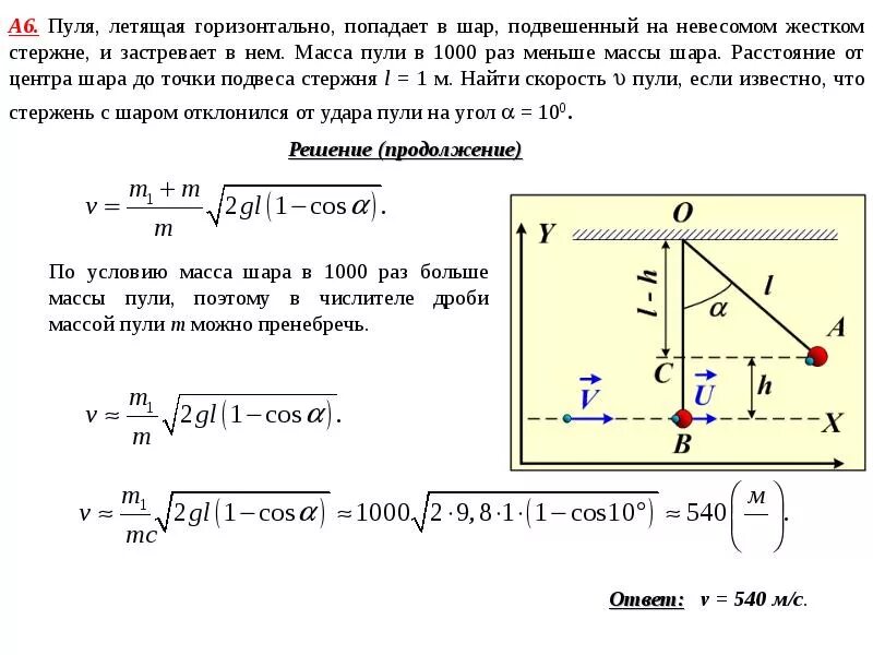 Пуля летит горизонтально. Горизонтальный стержень. Скорость стержня. Закон вращения стержня.