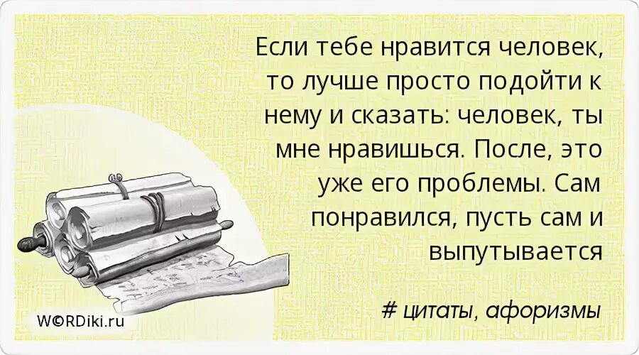 Сам понравился пусть сам и выпутывается. Человек нравится сам себе