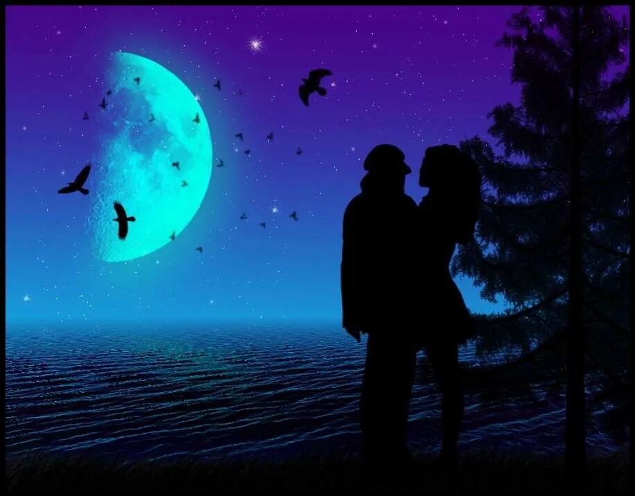 пара на фоне звездного неба. пара силуэт. влюбленные на фоне луны. луна романтика фон. влюбленные пары ночью.