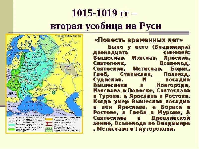 Вторая усобица на Руси. Раздел Руси между Ярославом и Мстиславом. 1036 год на руси