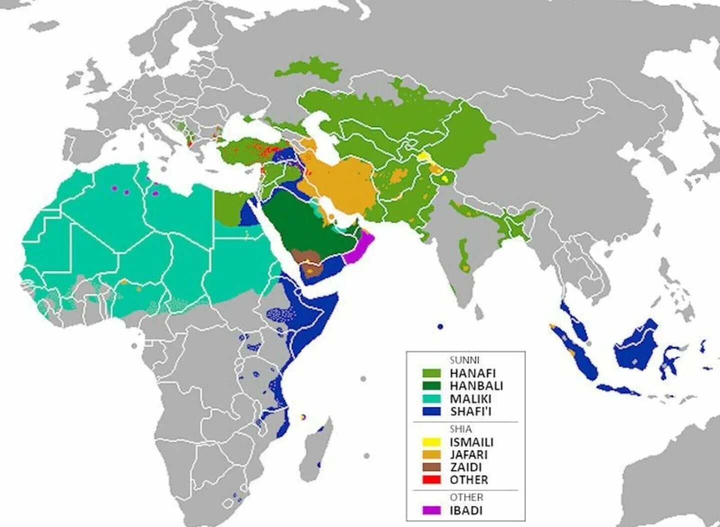 Распространение Ислама. Карта распространения Ислама. Распространение Ислама в мире. Течения Ислама на карте.