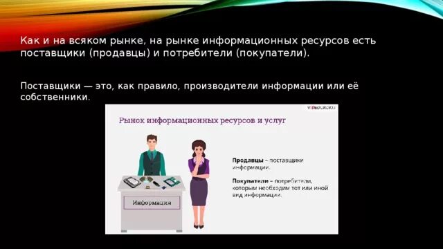 Поставщики информационных услуг. Поставщики информационных ресурсов. поставщик и потребитель информационных ресурсов. информационные ресурсы продавца. рынок информационных поставщик и потребитель.