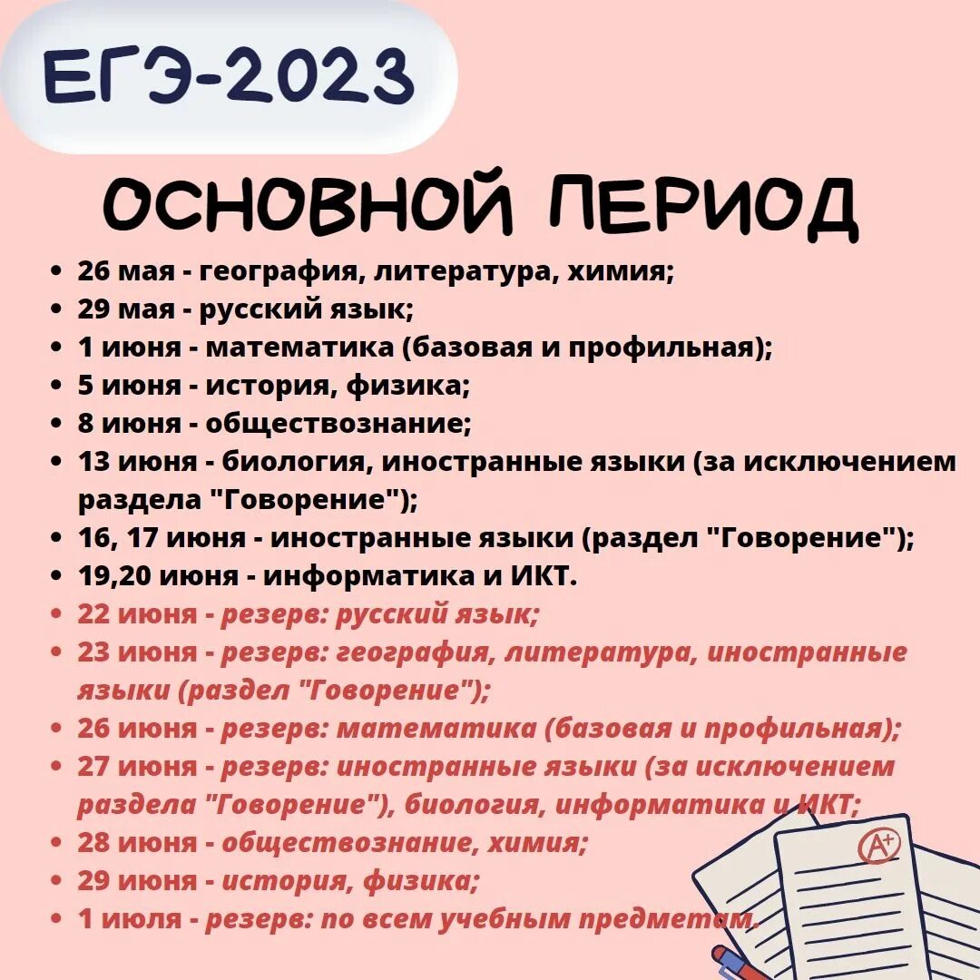 Расписание егэ на 2024 11 класс