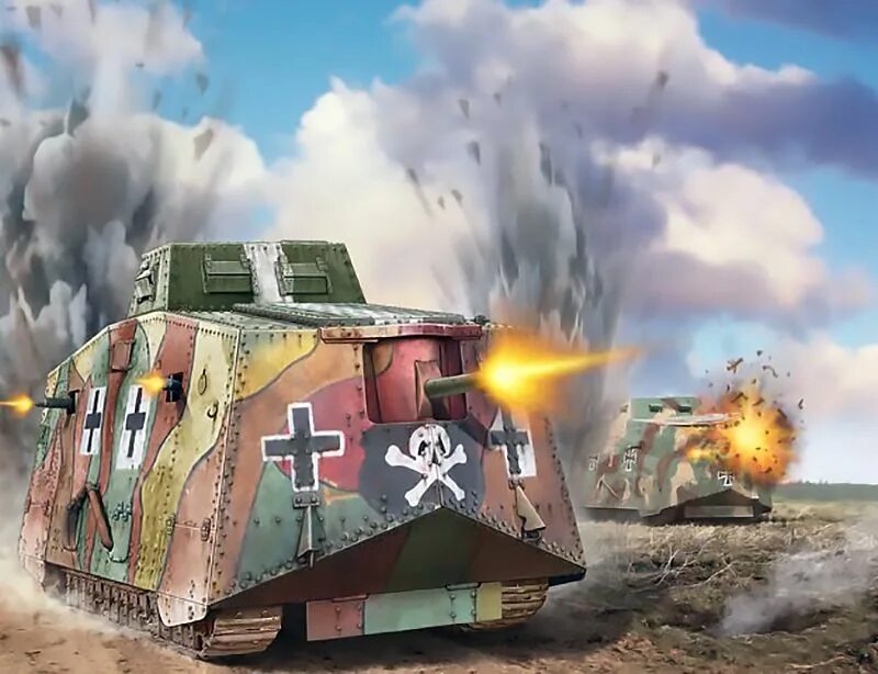 Немецкий танк первой мировой войны a7v. Штурмовая машина a7v. Sturmpanzerwagen a7v. Sturmpanzerwagen a7v танк. Первые танки германии