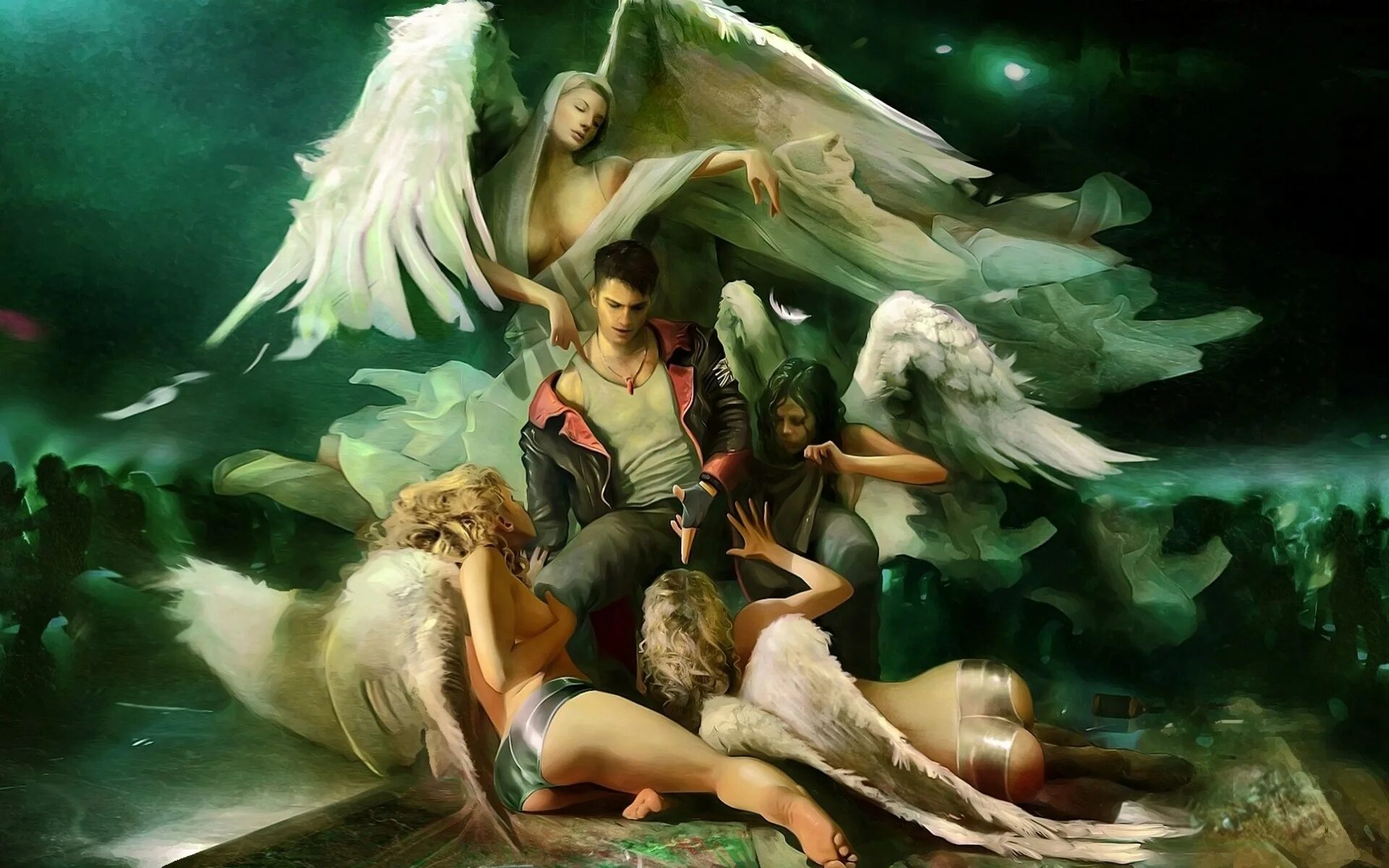 Ангел в танце с дьяволом. DMC Данте и ангелы. Devil May Cry 5 2013 Данте и ангелы. DMC 2013 Данте с ангелами. Devil May Cry Данте и ангелы.