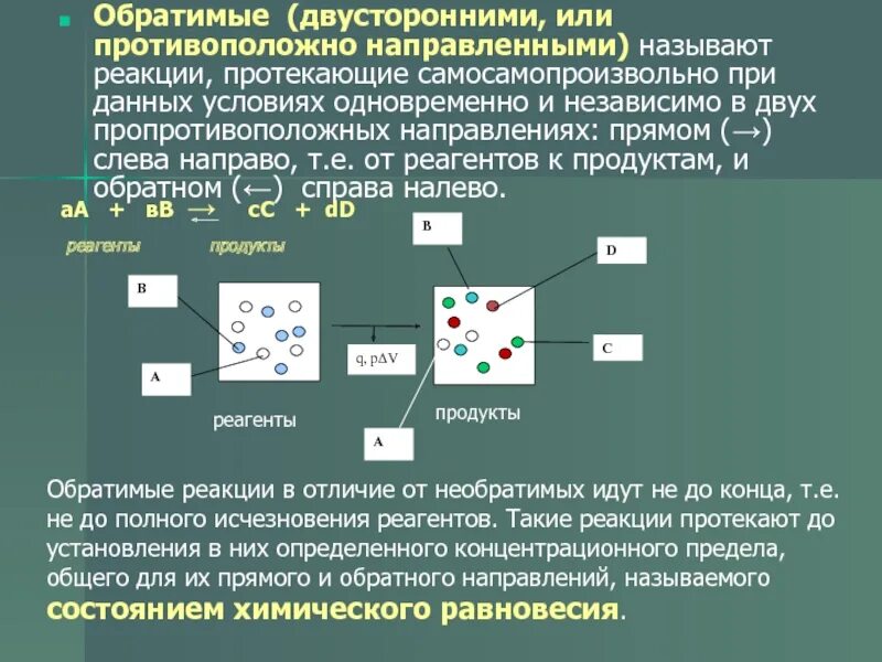 Обратимые реакции физическая химия. Двусторонние (обратимые) реакции. Реакция протекает в прямом или обратном направлении. Прямое и обратное направление реакции.