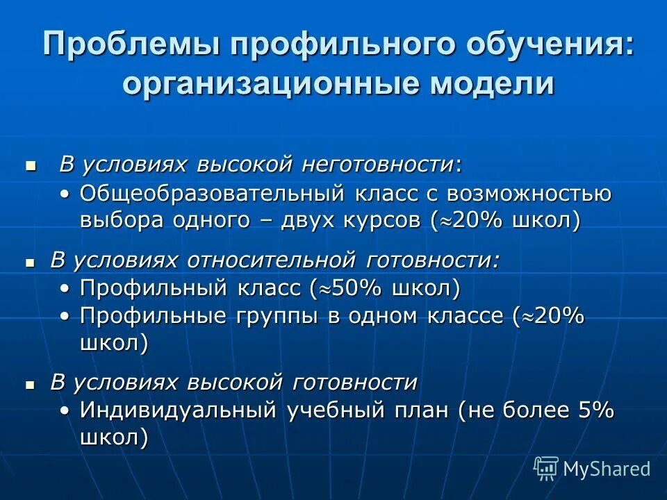 Сочетание фундаментализации и специализации в обучении. Содержание профильного обучения. Профильное обучение перспективы. 5. Содержание профильного образования.