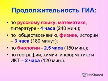 Продолжительность гиа