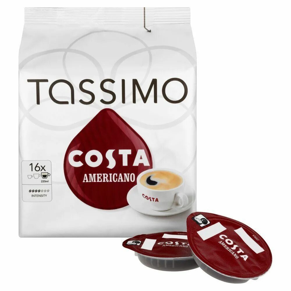 Купить кофе в капсулах для кофемашины. Americano Tassimo капсулы. Кофе Тассимо американо. Кофемашины Costa Coffee капсулы. Кофе в капсулах Тассимо.