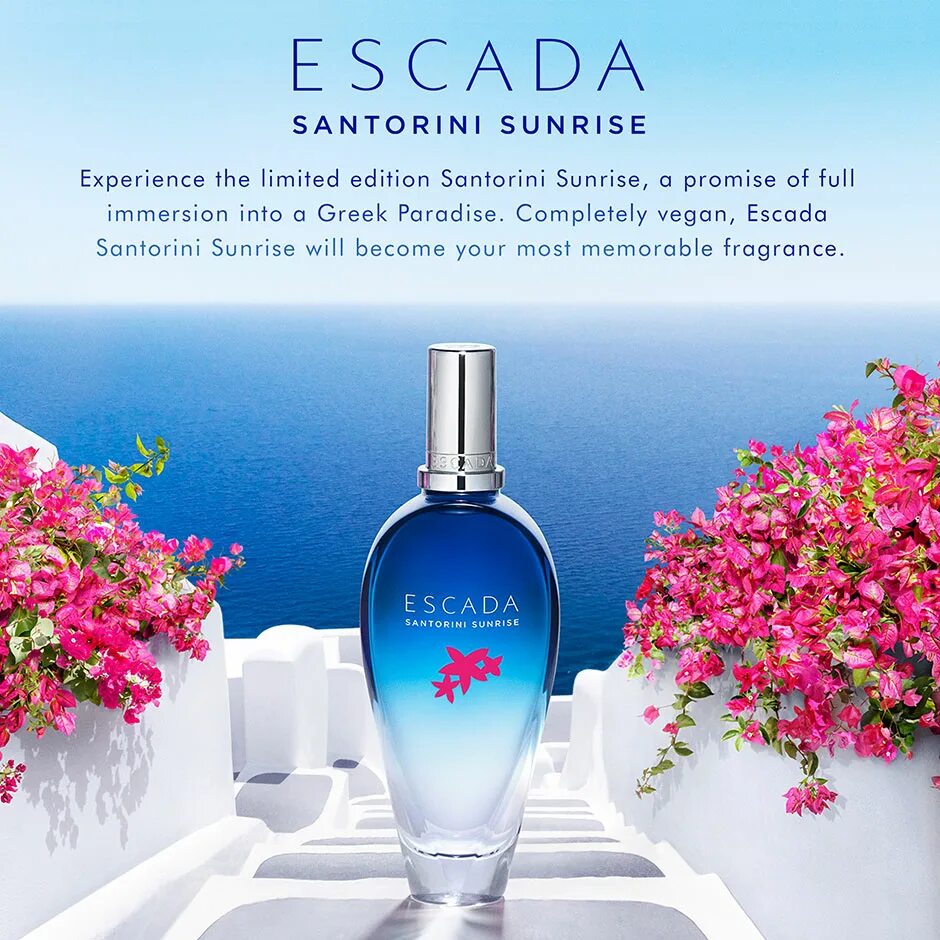 Escada Santorini Sunrise. Духи Эскада Санторини. Эскада блоссом. Escada Santorini Sunrise летуаль.