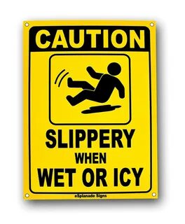eSplanade Caution - Slippery When Wet Or ICY Sign Sticker Decal - Easy.