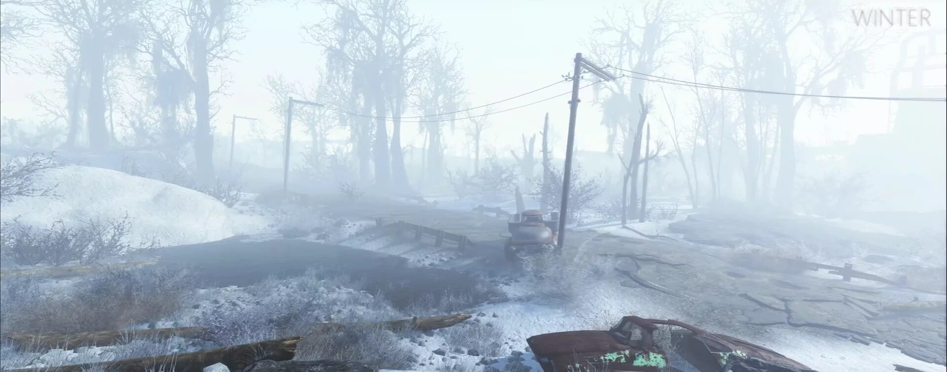 Какой год в фоллаут 4. Fallout Winter Mod. Fallout 4 Snow. Fallout 4 зима. Fallout зима.