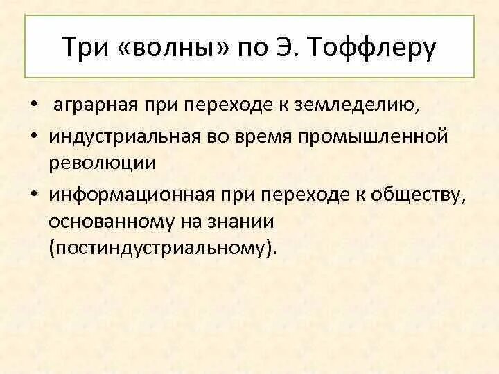 Теория 3 волны. Начало новой, технической революции э. Тоффлер назвал. Волны Аграрная Индустриальная Тоффлер. Волновая теория Тоффлера. Три волны цивилизации по Тоффлеру.