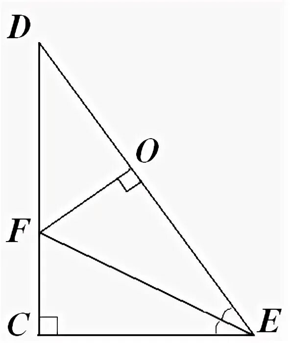 В прямоугольном треугольнике дсе с прямым. Простой угол. Как найти биссектрису прямоугольника. Биссектриса bf, причем FC =13 см.