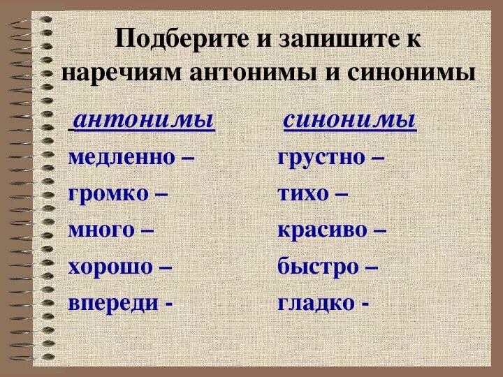 Подберите синонимы и антонимы. Антонимы наречия. Наречия синонимы. Наречия синонимы и антонимы.