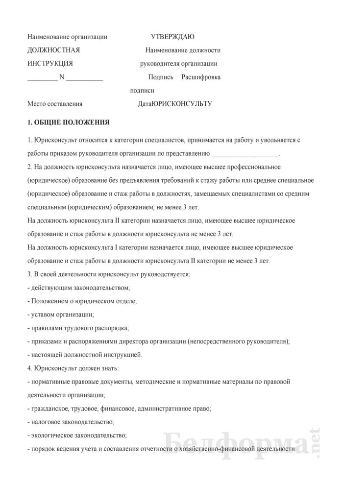 Должностная инструкция 2024 образец